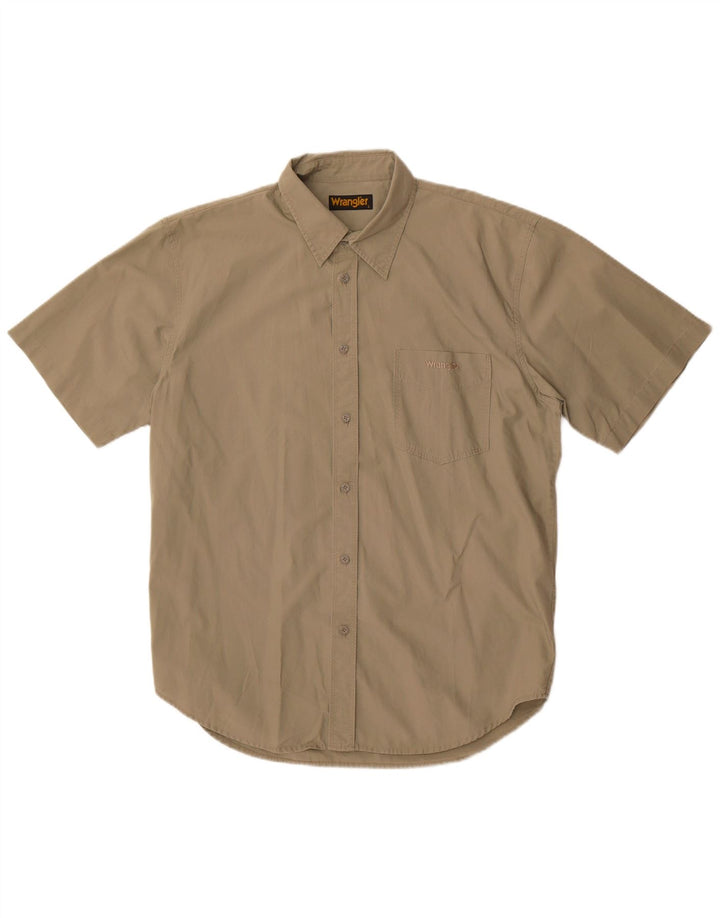 Camicia a maniche corte da uomo Wrangler grande in cotone kaki