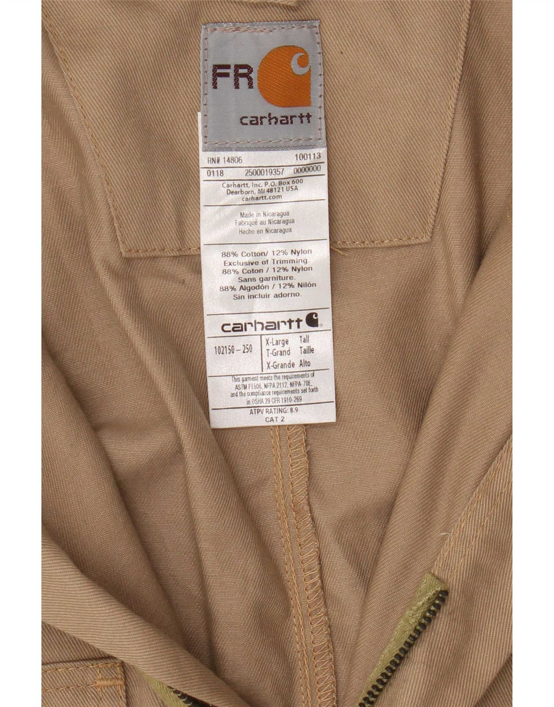 Tuta alta da uomo Carhartt XL in cotone beige