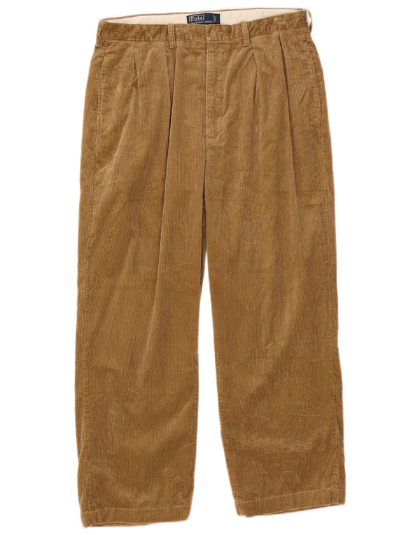 Pantaloni da uomo in velluto a coste con pegging Polo Ralph Lauren W36 L28 cotone beige