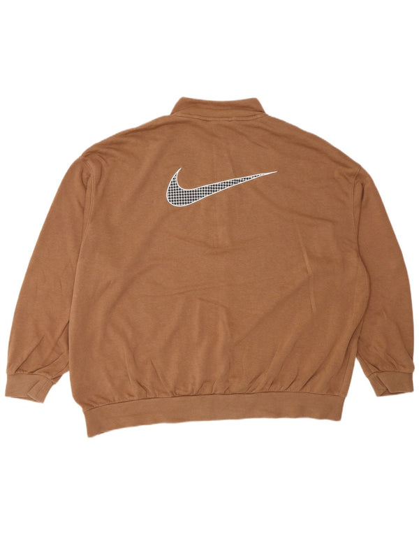 Felpa oversize con grafica Nike da donna, maglione UK 16, grande, cotone marrone