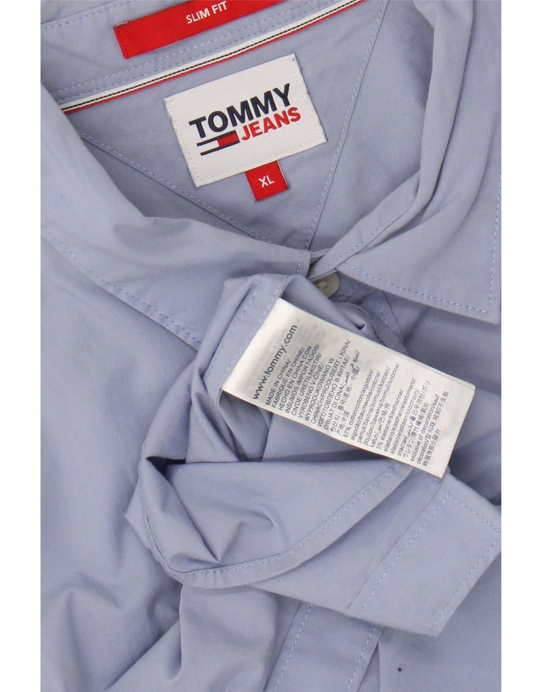 Camicia slim fit da uomo Tommy Hilfiger XL in cotone blu