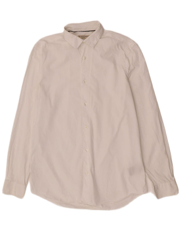 Camicia da uomo su misura Burberry taglia 15 1/2 39 cotone bianco medio classico