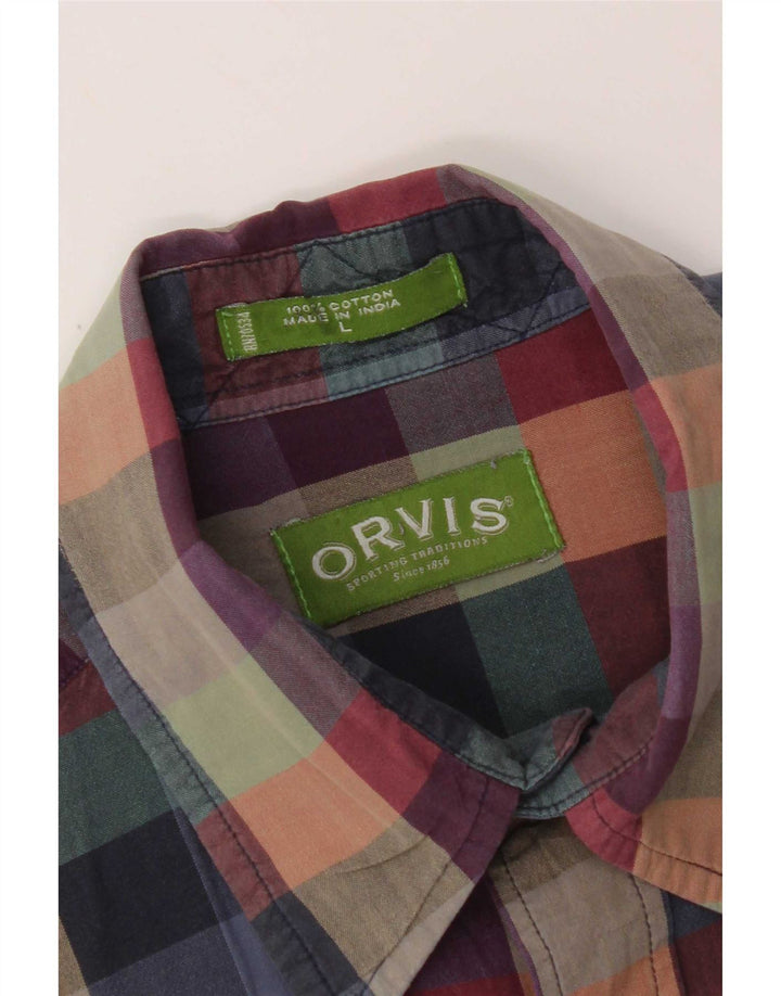 Camicia a maniche corte da donna Orvis grande in cotone a quadretti multicolore