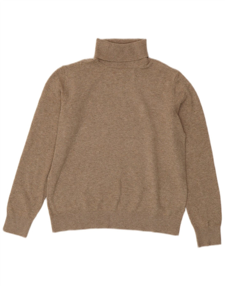 Maglione maglione a collo alto da donna Marks & Spencer UK 10 piccolo poliestere beige