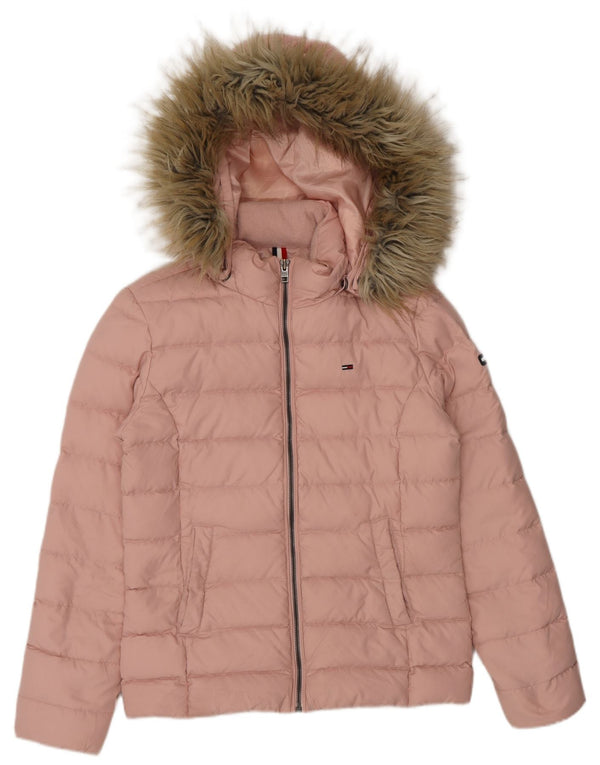 Giacca imbottita con cappuccio da donna Tommy Hilfiger UK 10 Small Rosa Poliestere