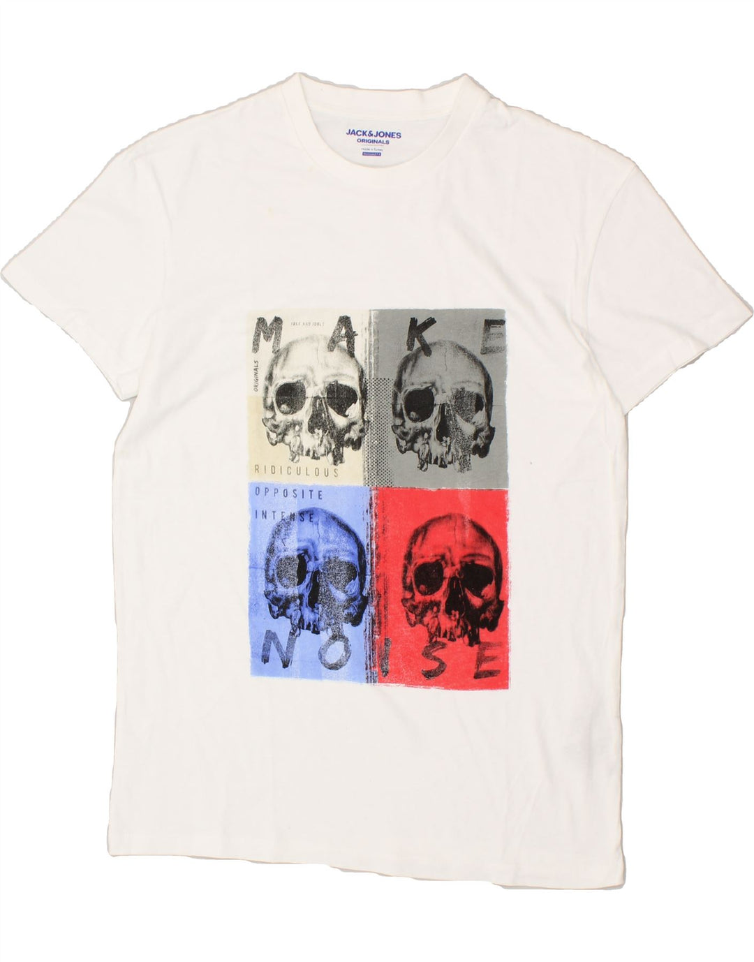 JACK & JONES Mens Relaxed Fit Graphic T-Shirt Top Medium White Cotton | Vintage Jack & Jones | Thrift | Second-Hand Jack & Jones | Used Clothing | Messina Hembry 