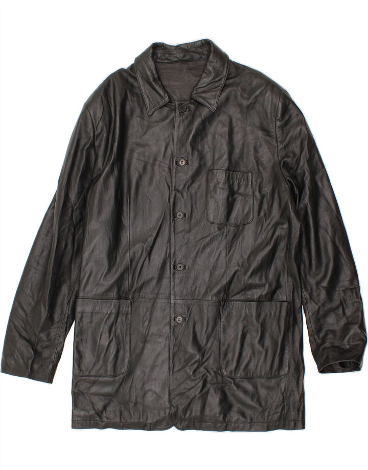Cappotto in pelle da uomo VINTAGE IT 56 3XL Pelle nera