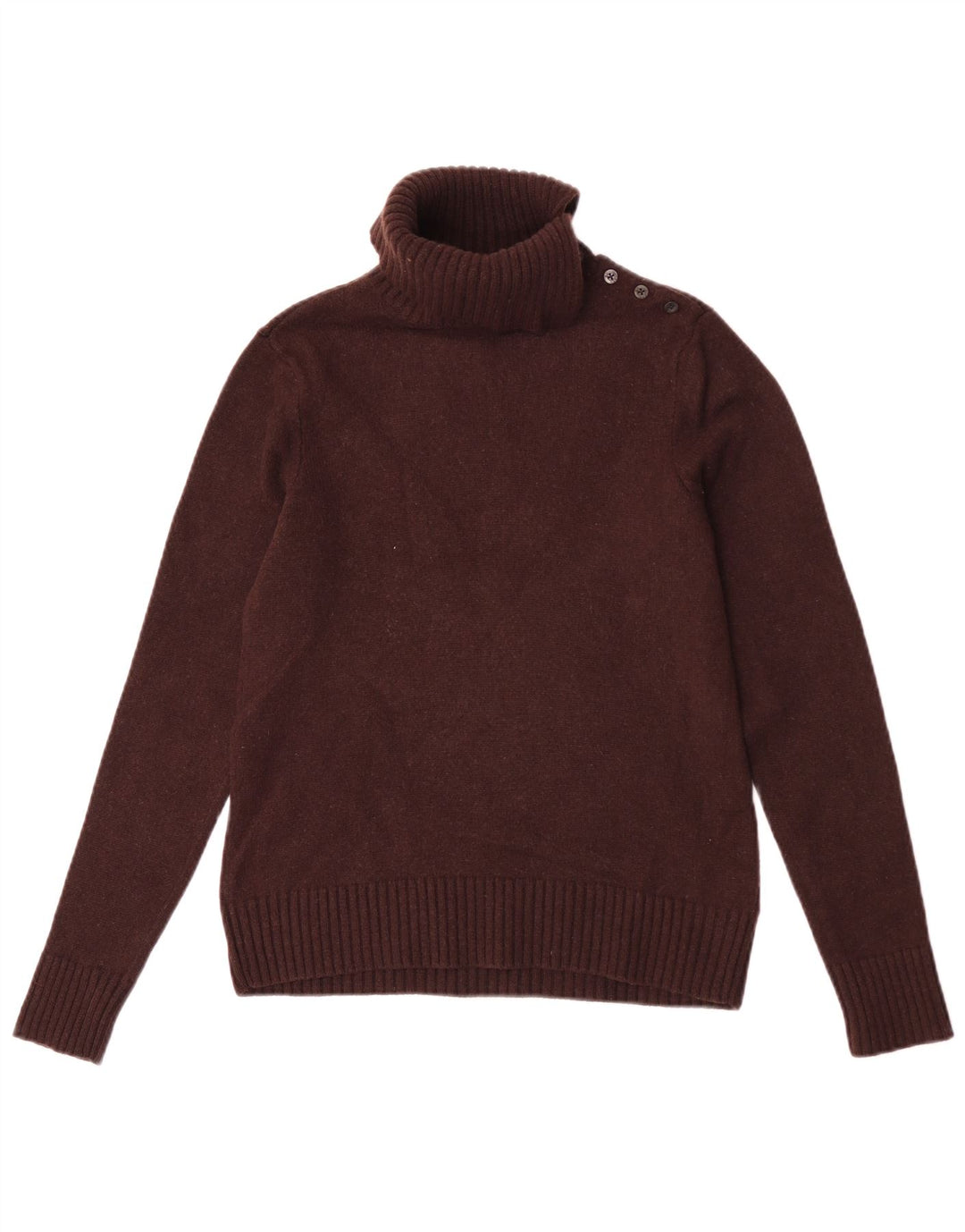 Maglione maglione collo alto da donna Ralph Lauren UK 14 grande lana marrone