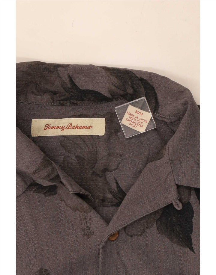 Camicia a maniche corte da uomo Tommy Bahama in seta floreale grigio medio