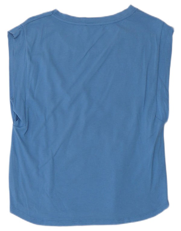 T-shirt ampia da donna BENETTON UK 6 XS blu cotone