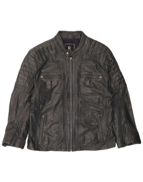 Giacca da motociclista in pelle da donna Rockhill EU 54 5XL Pelle di agnello blu navy