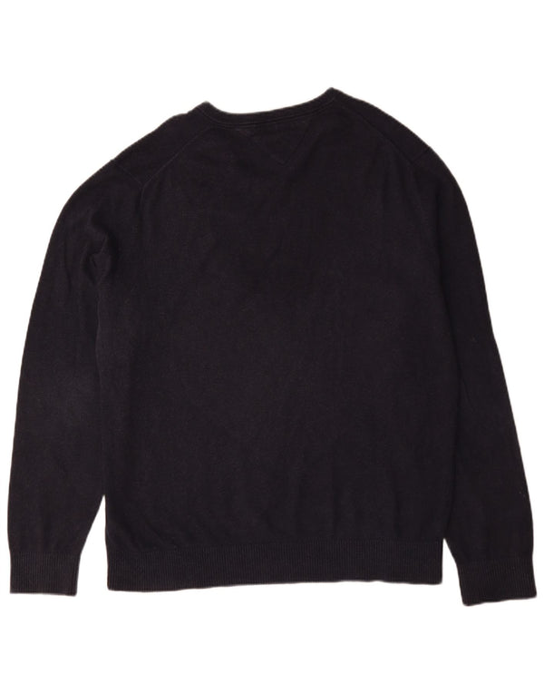 Maglione maglione con scollo a V da uomo Tommy Hilfiger XL cotone blu navy