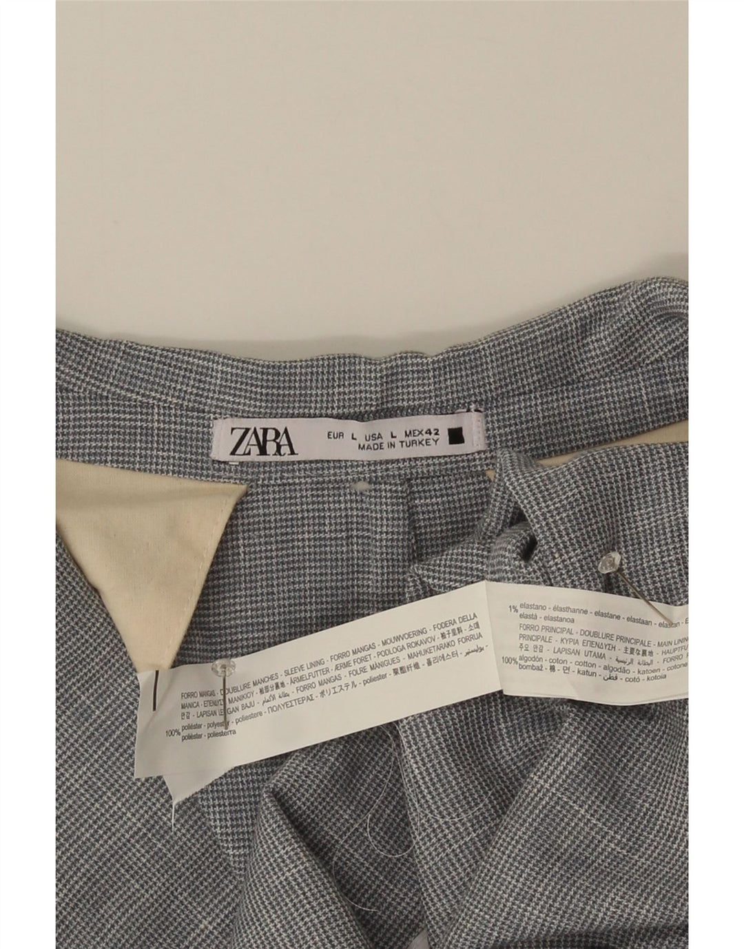 Giacca blazer da uomo a 2 bottoni Zara UK 40 grande poliestere pied de poule grigio