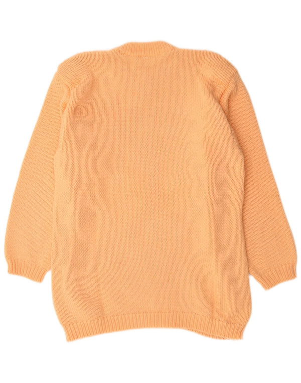 Maglione maglione girocollo da donna vintage UK 20 2XL arancione floreale