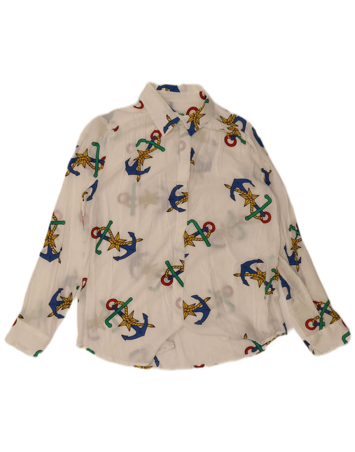 Camicia Benetton da donna con motivo astratto UK 16 Large White Modal