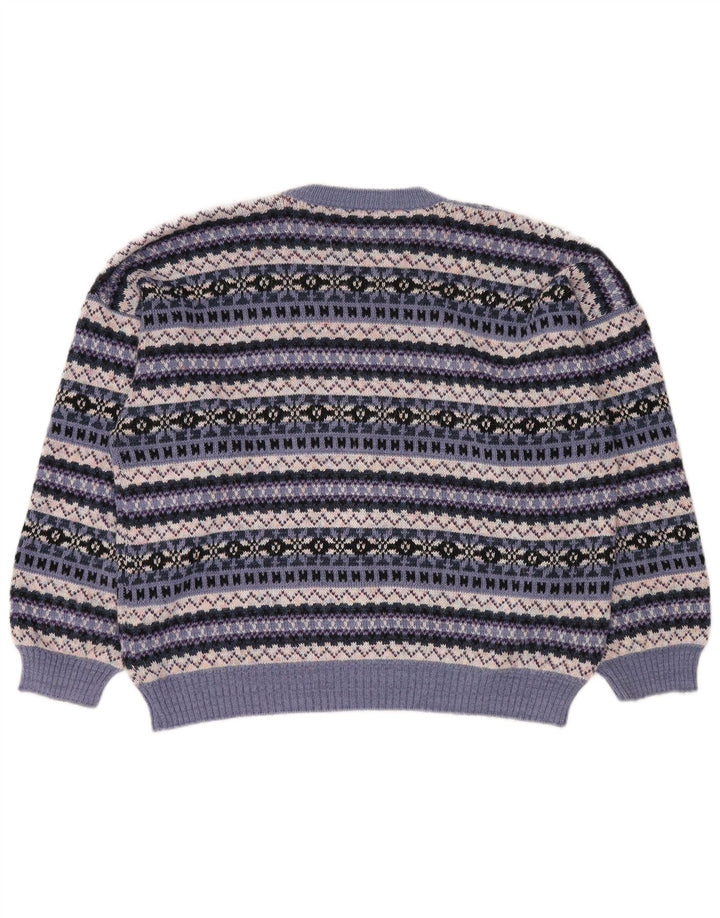 Maglione maglione girocollo da donna vintage UK 18 XL Fair Isle multicolore