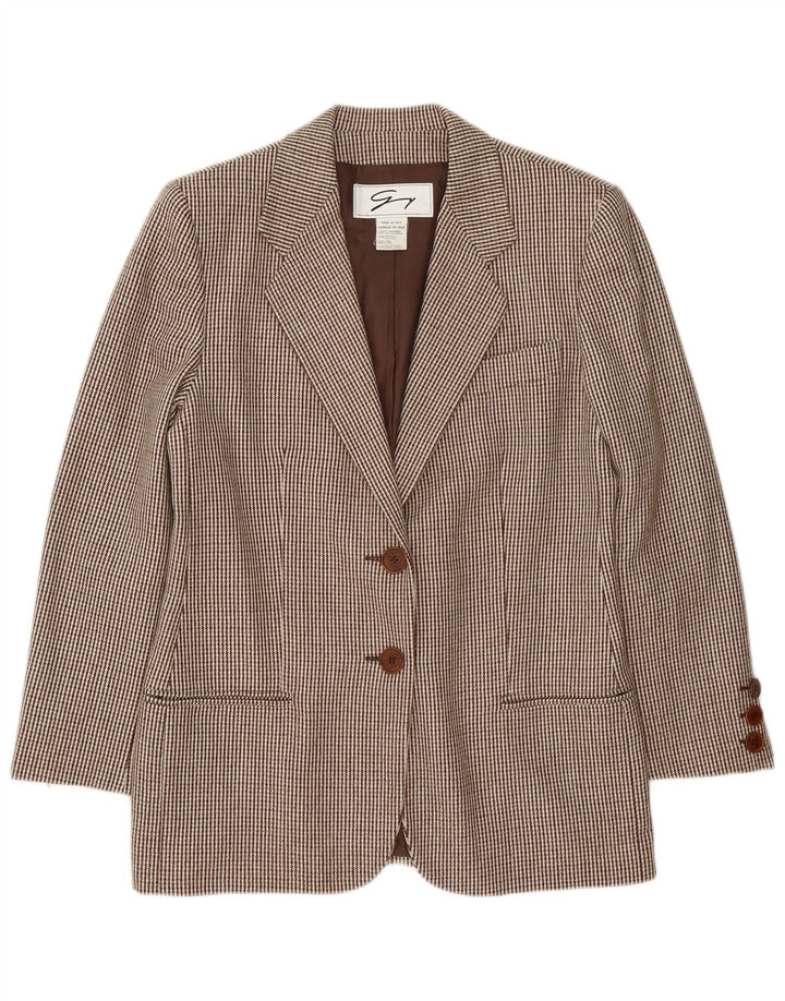 Set gonna da donna in 2 pezzi a 2 bottoni Genny UK 14 medio W32 pied de poule marrone