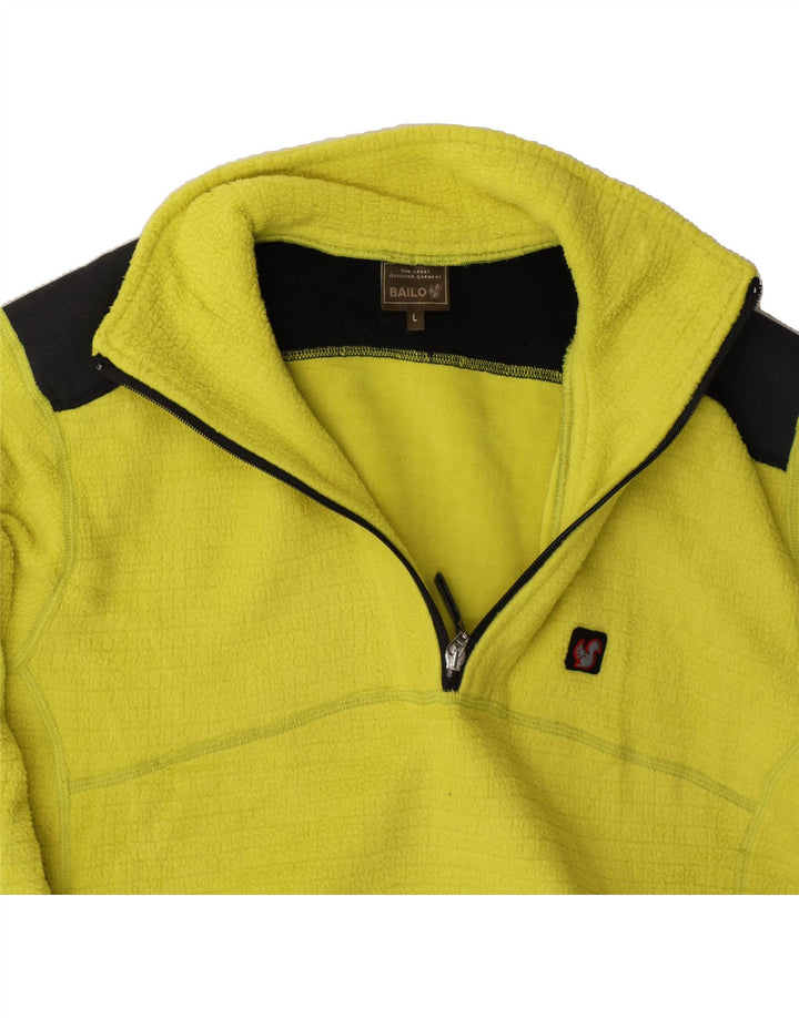 BAILO Mens Zip Neck Fleece Jumper Large Yellow Colourblock Polyester Vintage Bailo and Second-Hand Bailo from Messina Hembry 