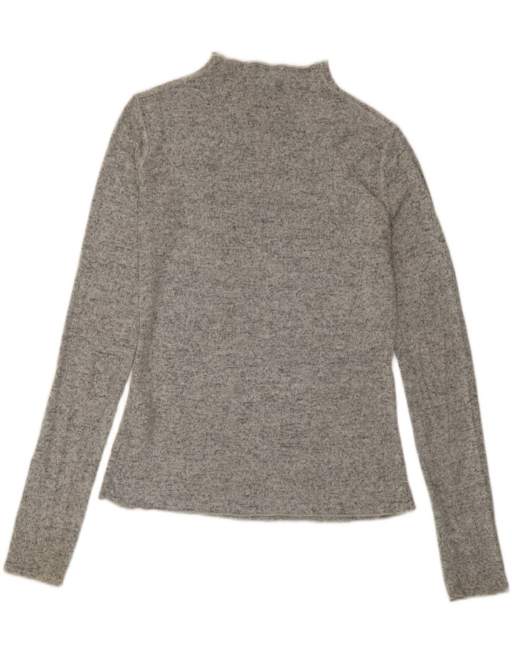 Top Zara da donna a maniche lunghe UK 10 piccolo in viscosa chiazzata grigia