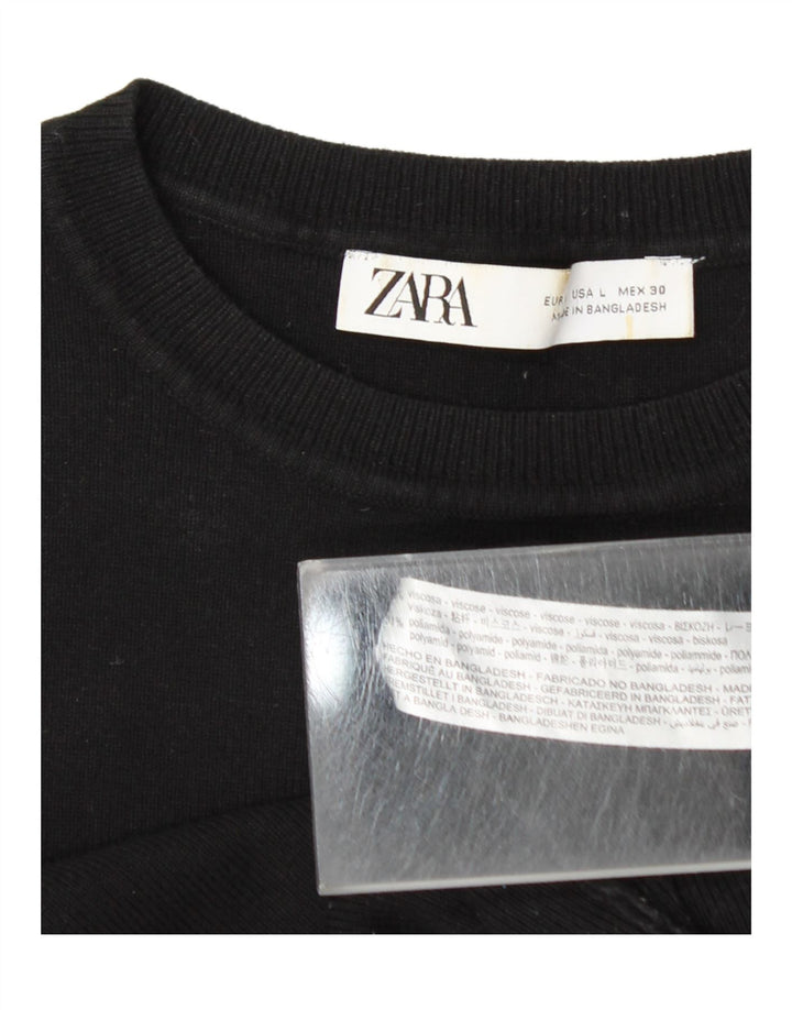 Top corto da donna Zara UK 14 grande in viscosa nera