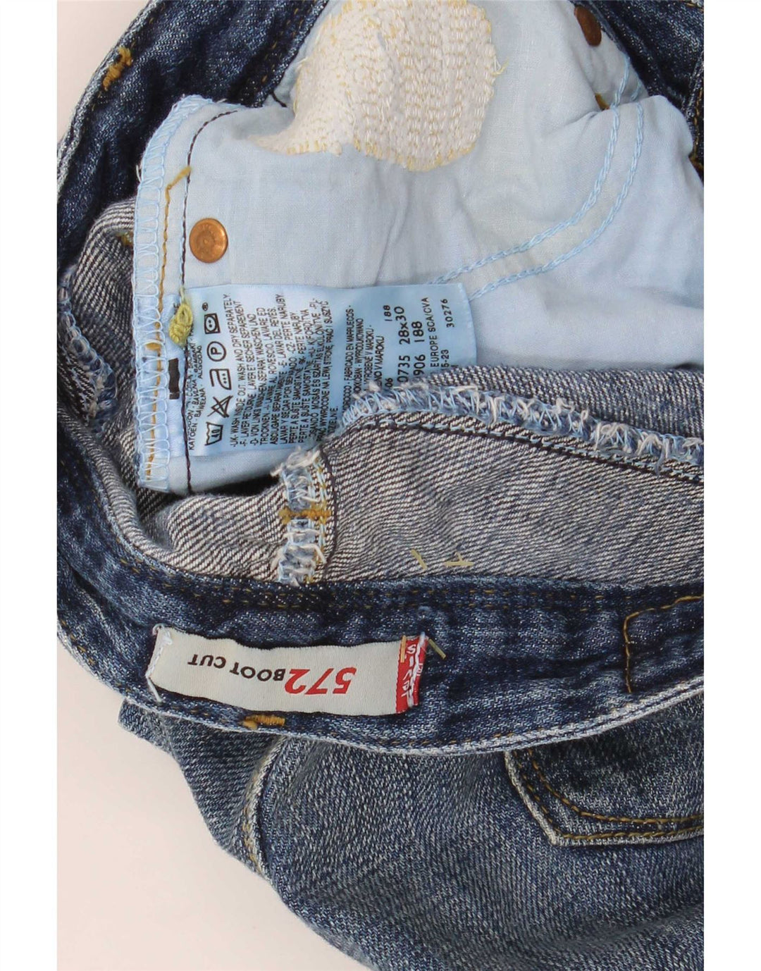 Levi's Donna 572 Jeans Bootcut invecchiati a vita bassa W28 L30 Cotone blu