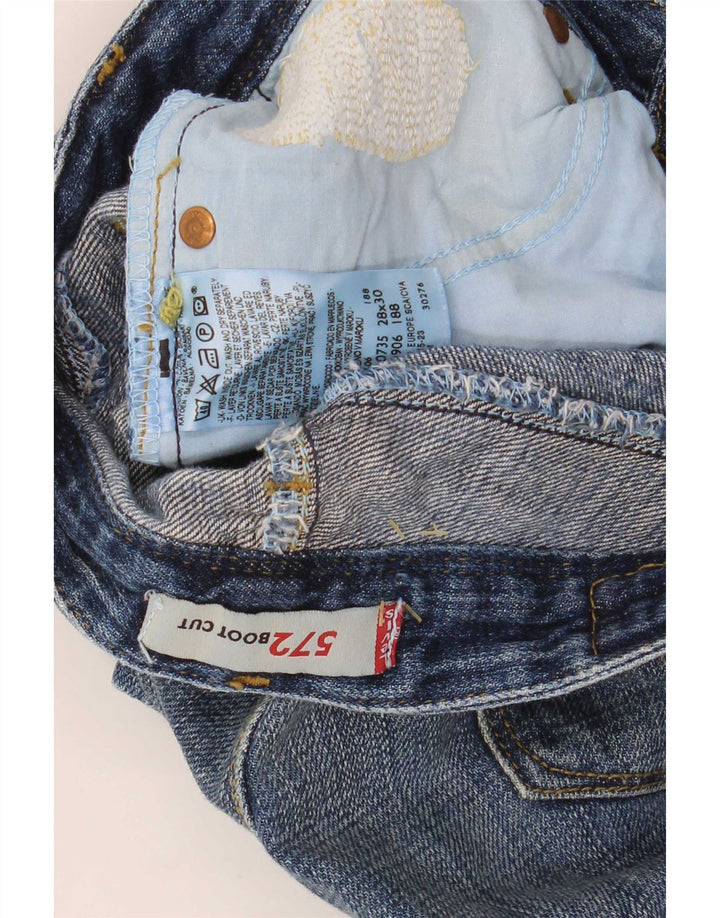 Levi's Donna 572 Jeans Bootcut invecchiati a vita bassa W28 L30 Cotone blu