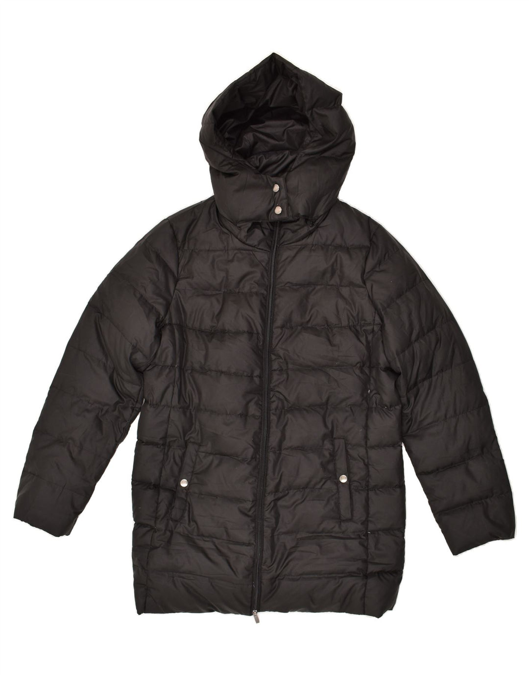 FIORELLA RUBINO Womens Hooded Padded Jacket UK 16 Large  Black Polyester | Vintage Fiorella Rubino | Thrift | Second-Hand Fiorella Rubino | Used Clothing | Messina Hembry 