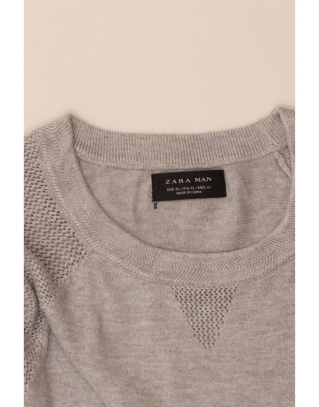 Maglione ZARA da uomo girocollo a maniche corte XL grigio