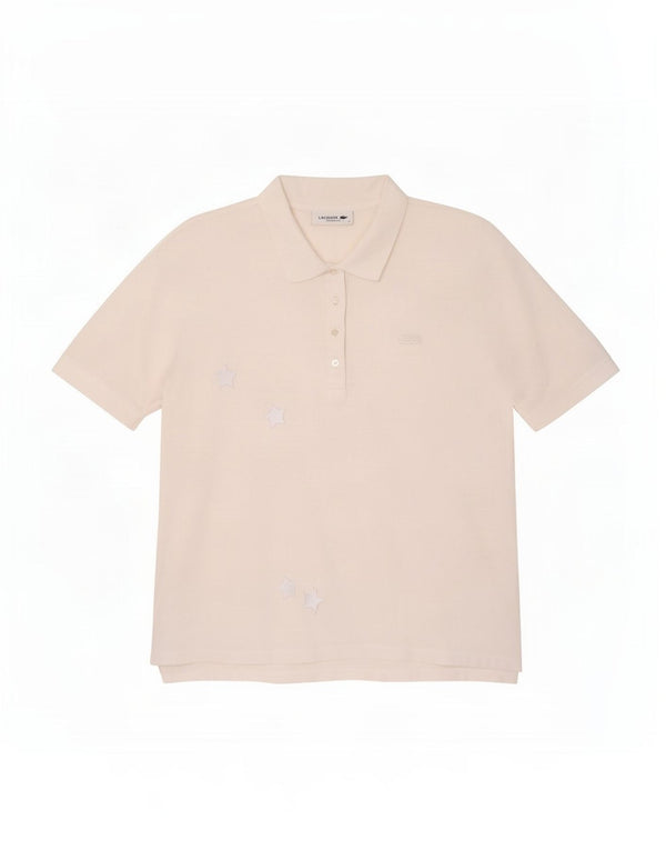 Lacoste Womens Relaxed Fit Polo Shirt UK 14 Medium White Cotton