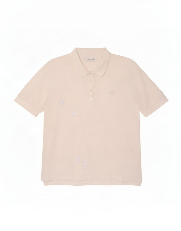 Polo da donna vestibilità rilassata Lacoste UK 14 cotone bianco medio