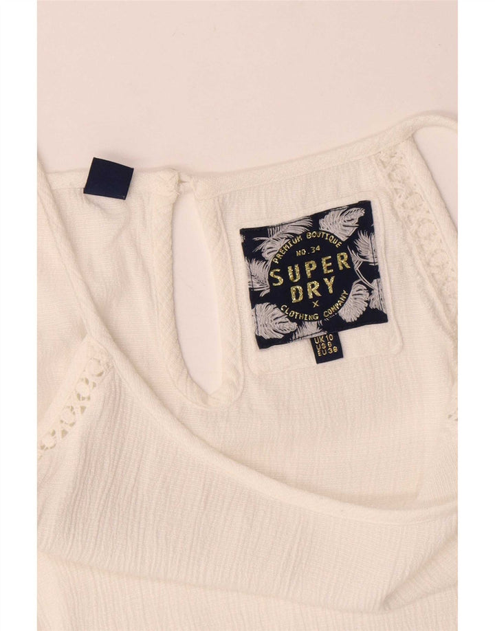 Camicetta oversize senza maniche da donna Superdry UK 10 Small Bianca