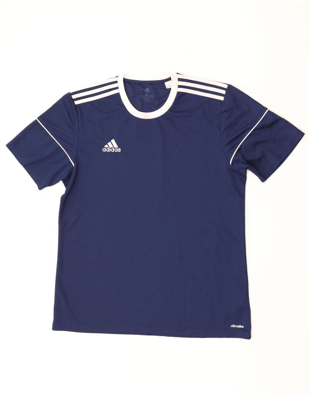 Adidas Uomo Climalite T-shirt Top Large Blu Navy Colourblock Poliestere