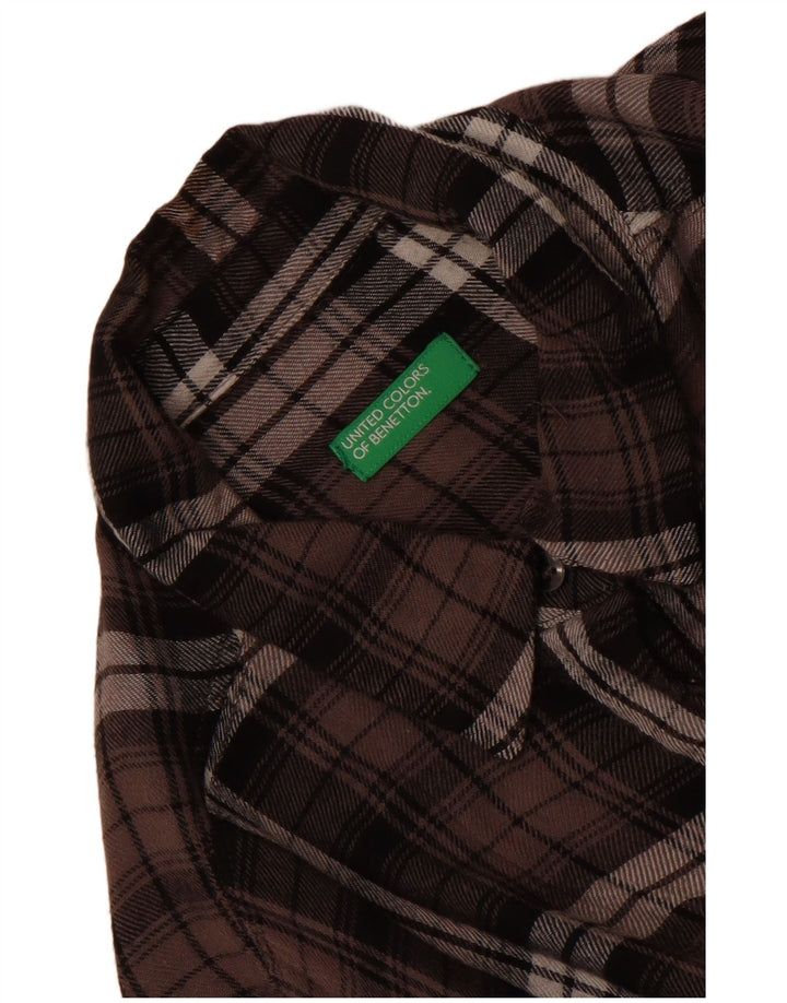 Camicia in flanella da donna Benetton UK 14 Large Brown Check