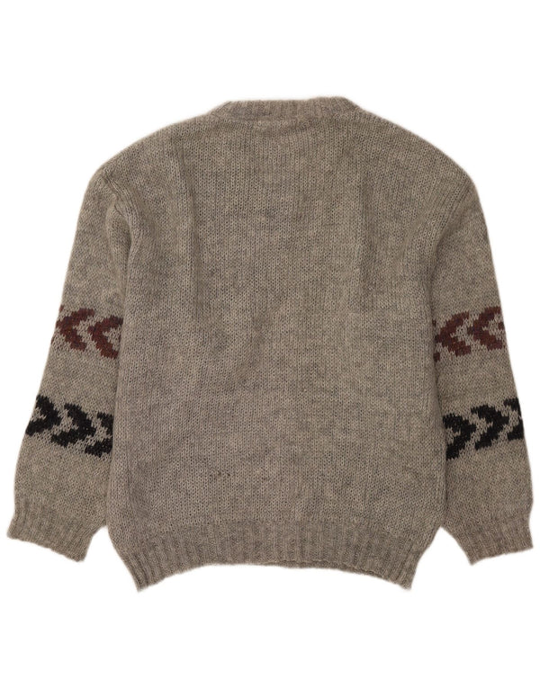 Maglione vintage da uomo girocollo taglia 40 a righe grigio medio