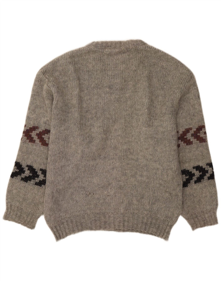 Maglione vintage da uomo girocollo taglia 40 a righe grigio medio