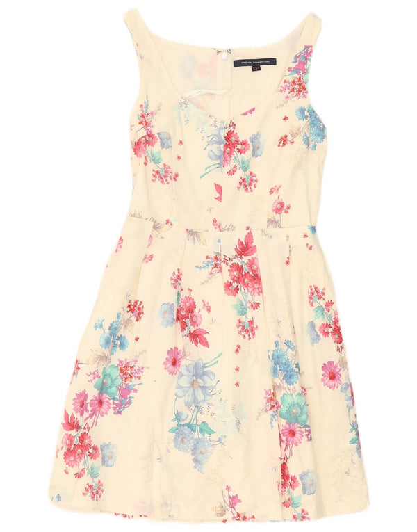 Abito a trapezio da donna French Connection UK 12 medio bianco sporco floreale