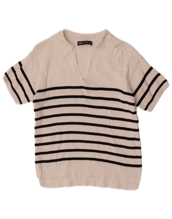 Maglione da donna Marks & Spencer con collo alto UK 6 XS a righe bianche