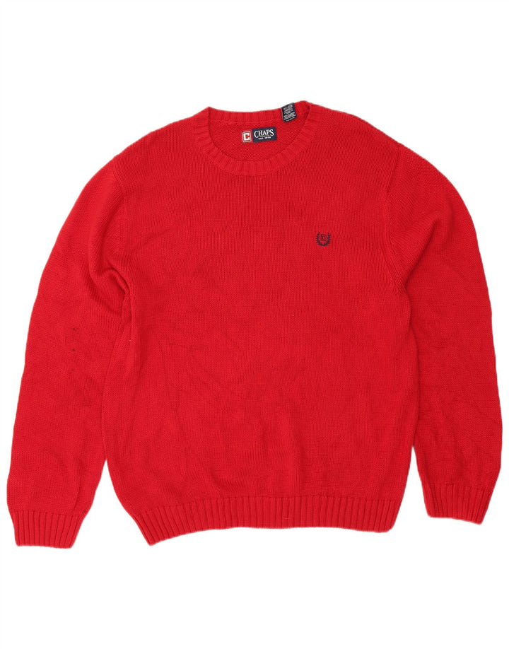 Chaps Uomo Maglione Girocollo Maglione Grande Cotone Rosso