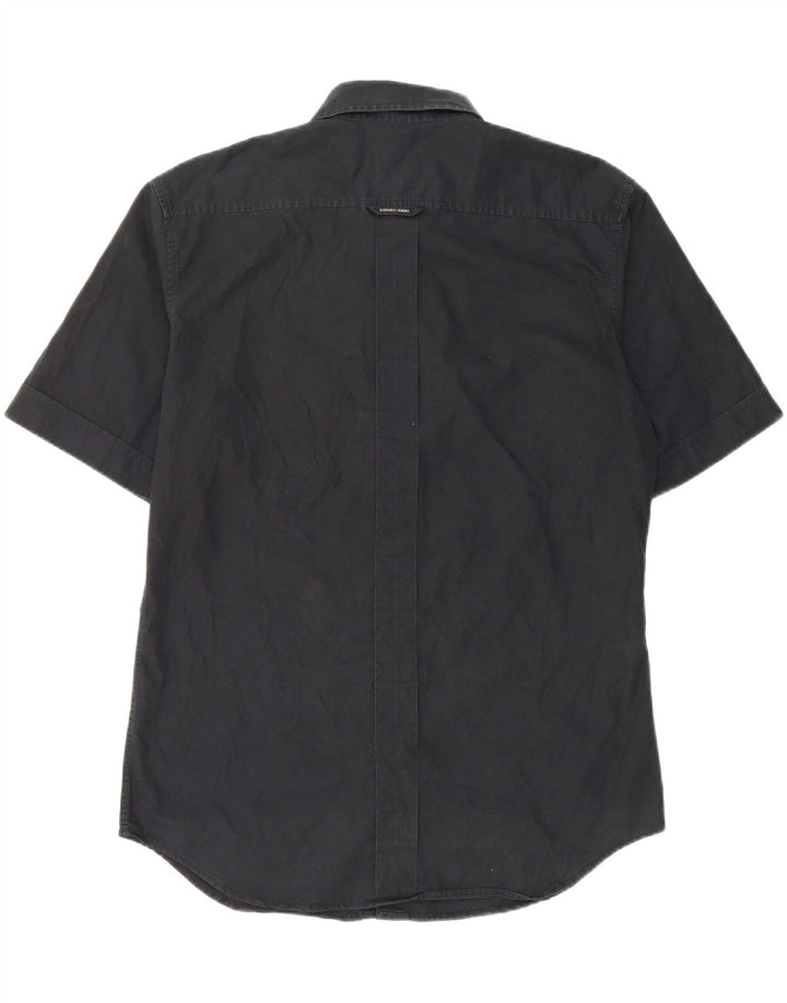 Camicia a maniche corte slim fit da uomo Iceberg Large in cotone nero