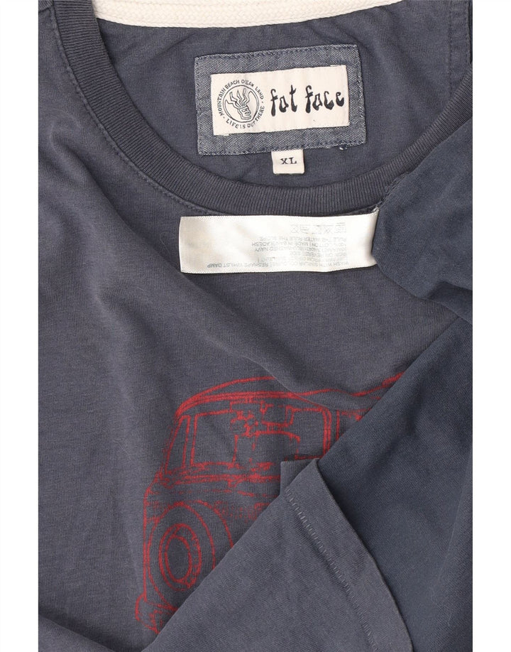 T-shirt grafica da uomo Fat Face Top XL in cotone blu navy