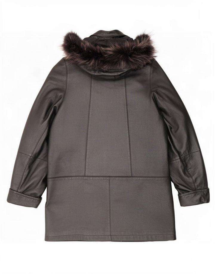 Cappotto in pelle con cappuccio da donna Privilegi IT 44 medio nero