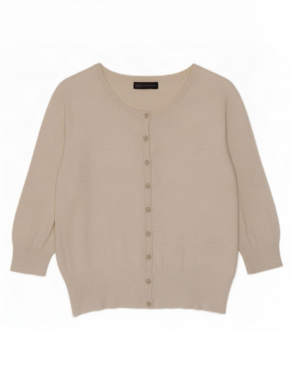 Maglione cardigan corto da donna Marks & Spencer UK 14 Beige medio screziato