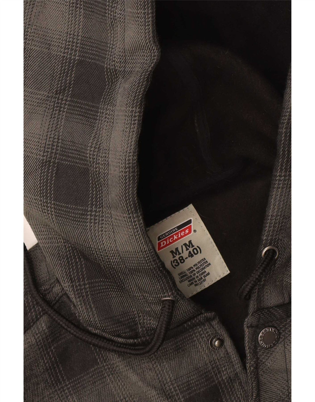 Dickies Camicia da boscaiolo con cappuccio da uomo UK 38/40 Poliestere a quadri grigio medio