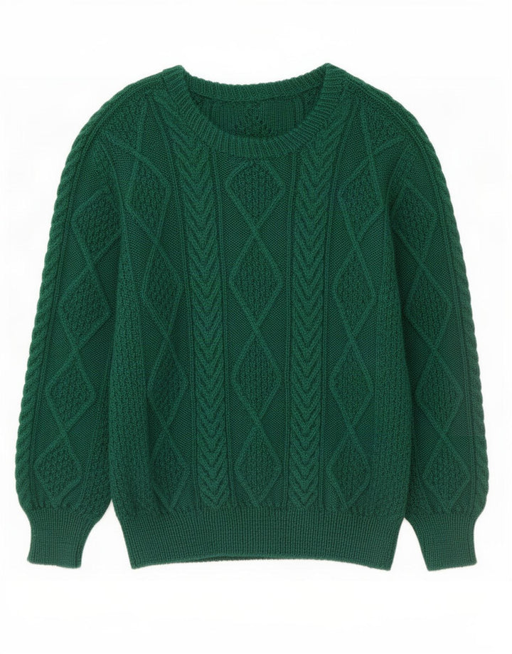 Maglione maglione girocollo da uomo vintage verde medio