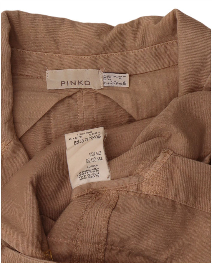 Giacca blazer da donna a 2 bottoni PINKO UK 8 piccola in cotone beige