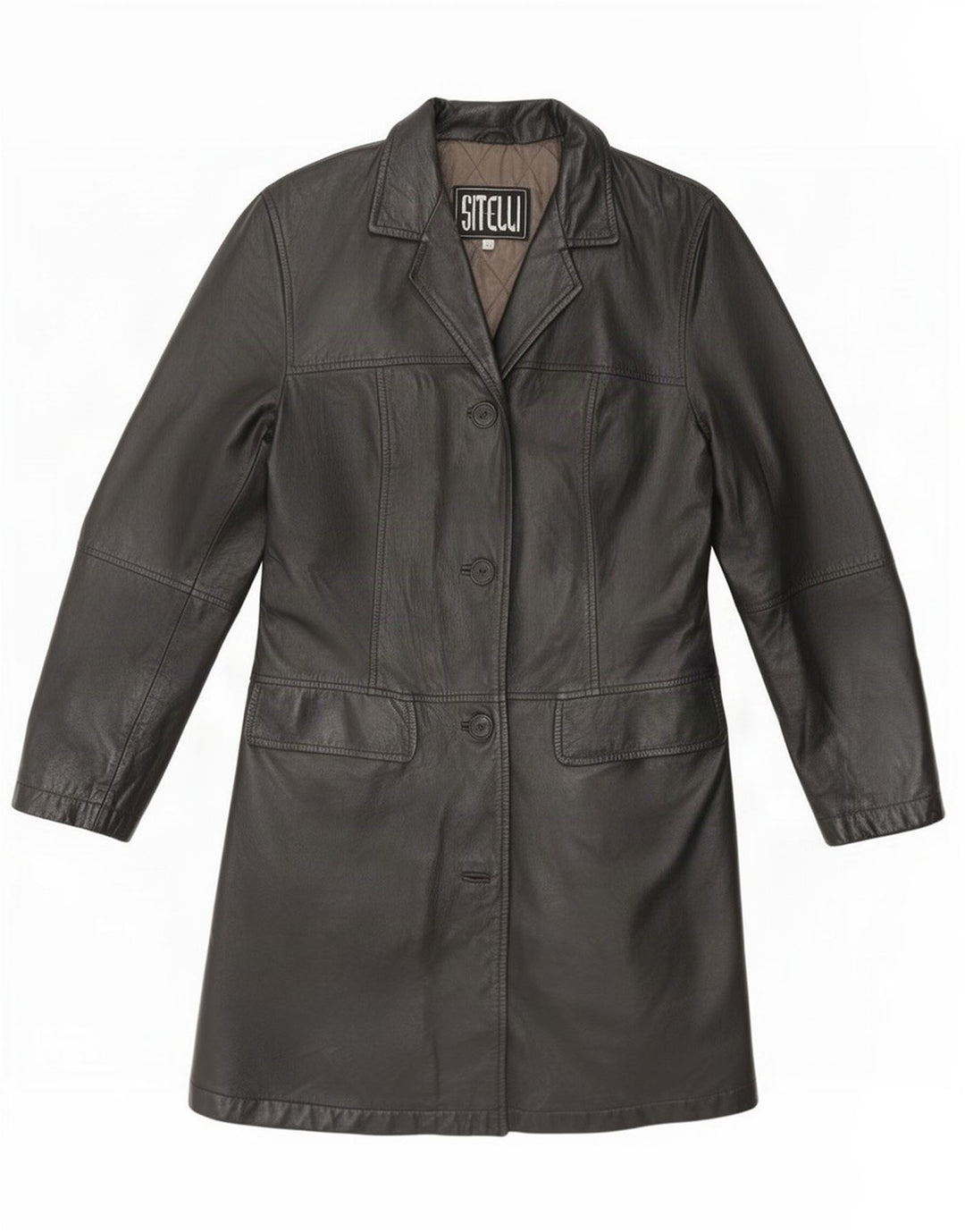 Cappotto in Pelle Donna Sitelli IT 42 Medio Nero