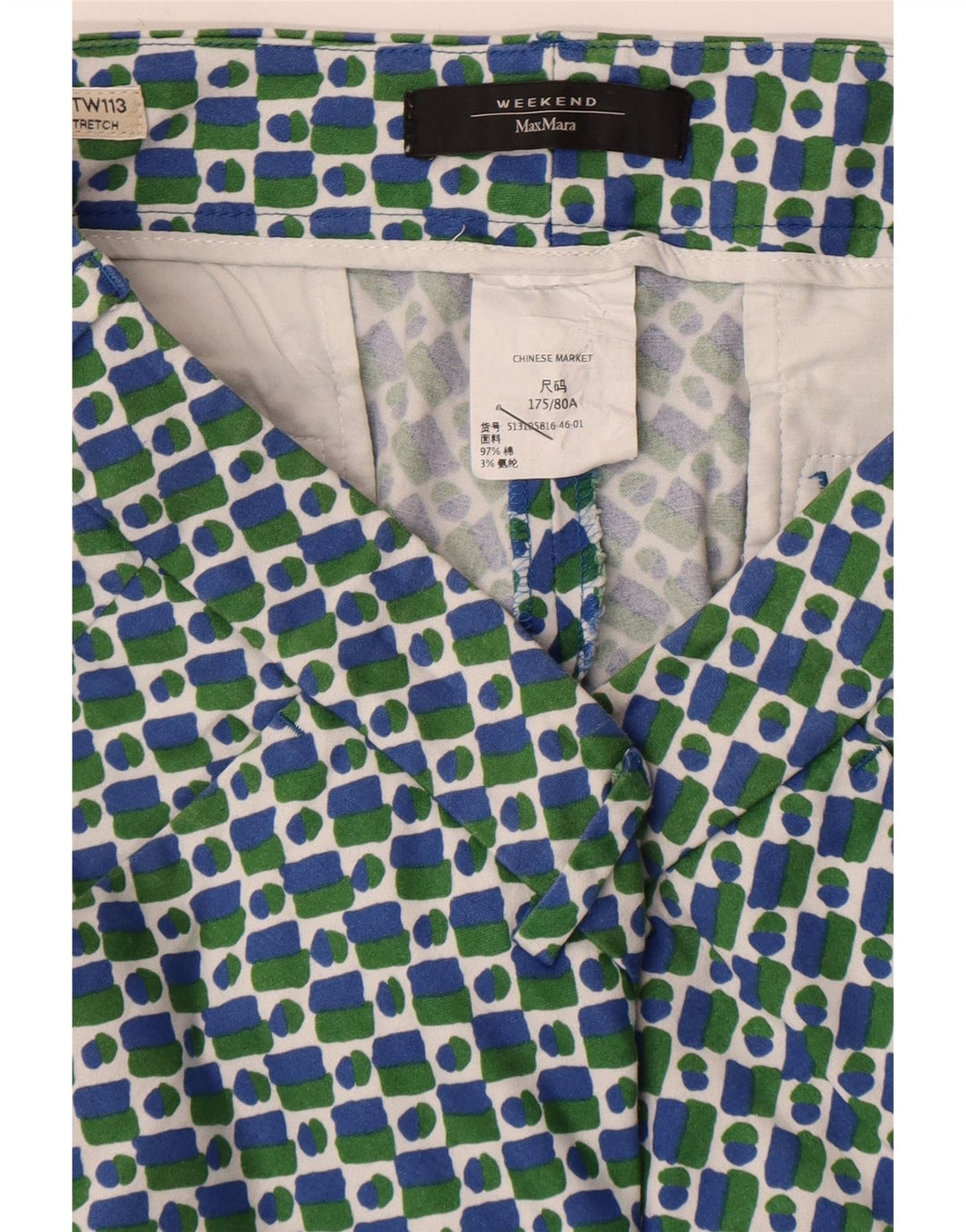 Pantaloni chino dritti da weekend da donna Max Mara W32 L26 Blu geometrico