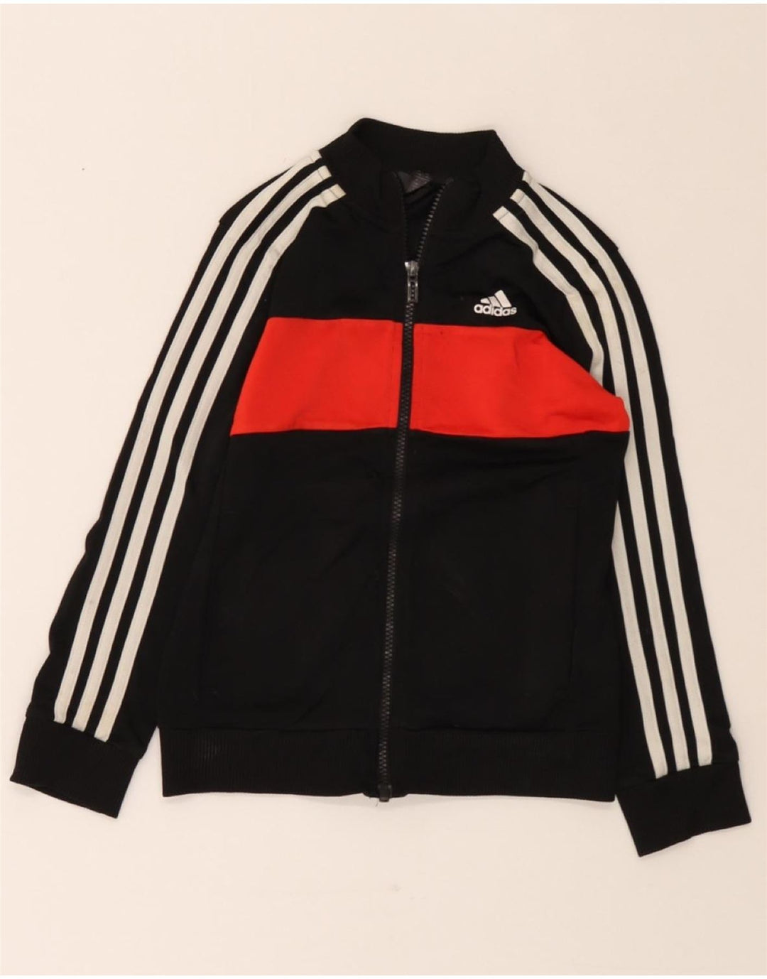 ADIDAS Boys Tracksuit Top Jacket 7-8 Years Black Colourblock Polyester Vintage Adidas and Second-Hand Adidas from Messina Hembry 