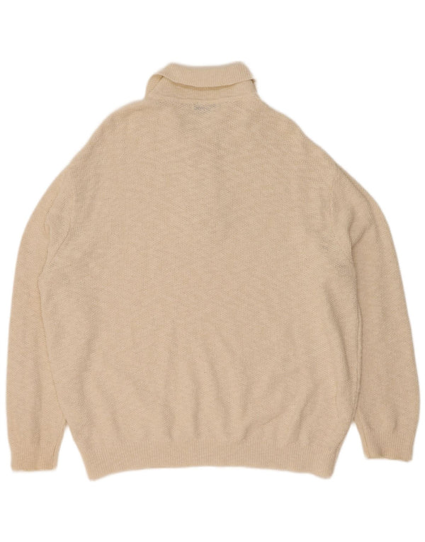 Maglione Zara da uomo con collo alto, grande, in cotone screziato bianco sporco