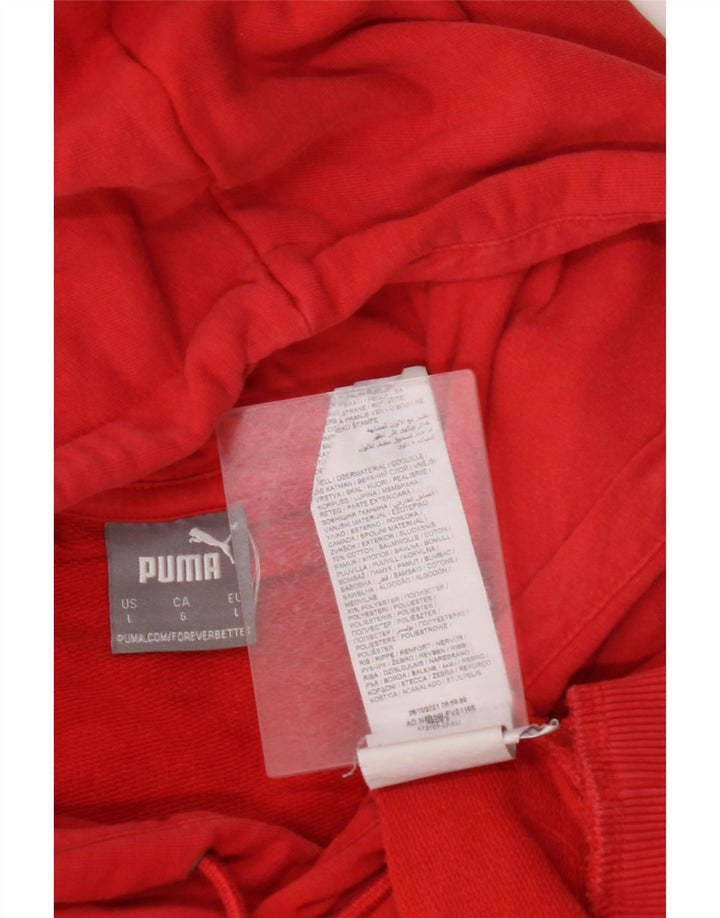 Felpa con cappuccio grafica PUMA da uomo grande in cotone rosso